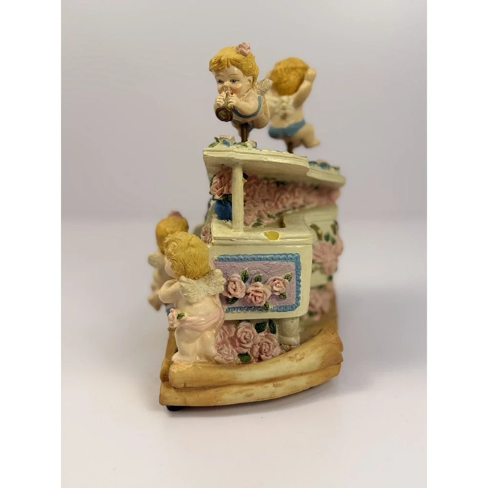Animated Music Box - Angel Cherubs Piano - Musical Figurine - 